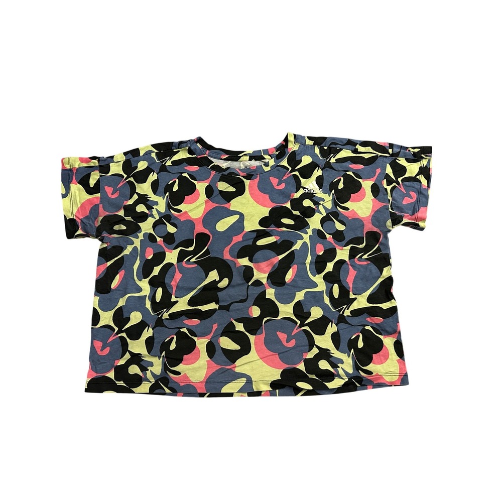 Adidas T-Shirt Womens Medium Multicolor Excellent Abstract Floral Loose Fit
